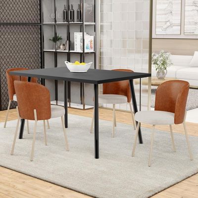 Kit 3 Cadeiras Sala De Jantar Estofada Gavi Arena L02 Couríssimo Camel Linho Cru Lyam Decor