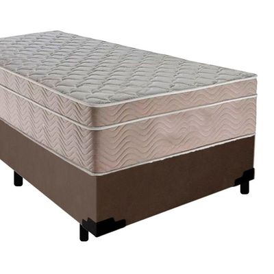 Cama Box Suede Solteiro + Colchão Serene Molas Ensacadas 88x188x65 Marrom