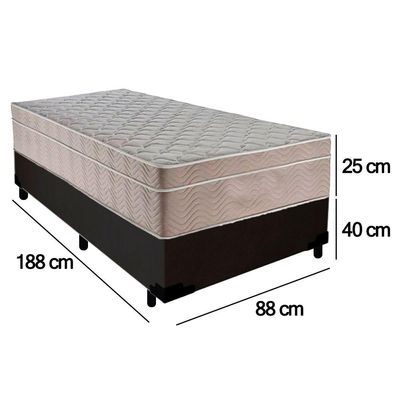 Cama Box Suede Solteiro + Colchão Serene Molas Ensacadas 88x188x65 Cor:preto