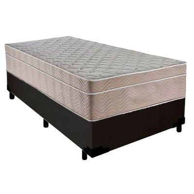 Cama Box Suede Solteiro + Colchão Serene Molas Ensacadas 88x188x65 Cor:preto