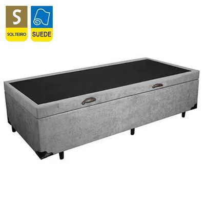 Cama Box Baú Solteiro Suede + Colchão De Molas Ensacadas - Serene - 88x188x62cm Cor:cinza