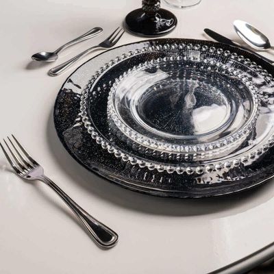 Jogo de Pratos Rasos 28cm de Cristal 20 peças Linha Pearl Wolff para Mesa Posta Restaurantes