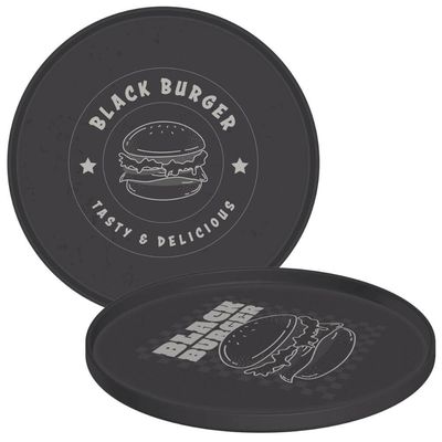 kit 12 Pratos Rasos para Hambúrguer Polipropileno 20cm Cinza Tramontina Black Burger