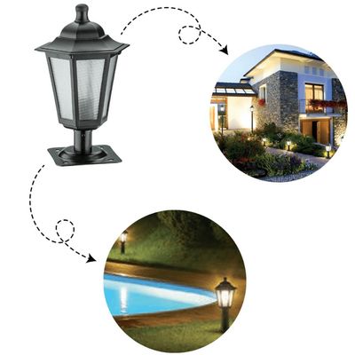 6 Luminárias de Jardim Balizadores Piso Muro Preto Colonial