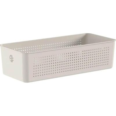 Cesto Organizador Bege 34x15x9cm Flow 4,5L Ou Caixa Multiuso Perfurações