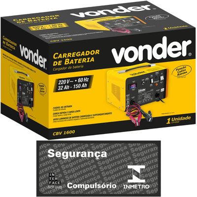 Carregador De Bateria Automotivas 220v CBV1600 Vonder Carga Rápida E Carga Lenta 32ah-150ah