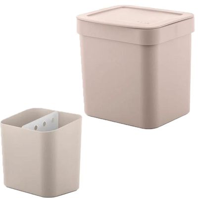 Lixeira 2,5l Trium Ou Compacta Tampa Porta Talheres Organiza Bege