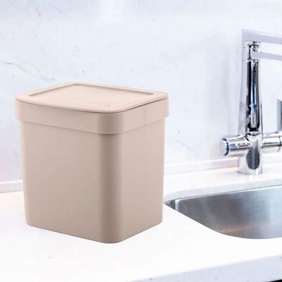 Lixeira 2,5l Trium Ou Compacta Tampa Porta Talheres Organiza Bege