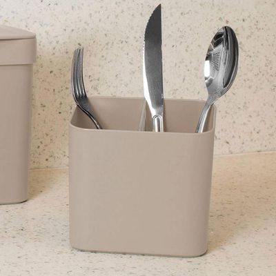 Lixeira 2,5l Trium Ou Compacta Tampa Porta Talheres Organiza Bege