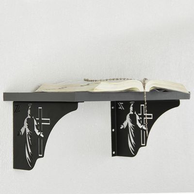 Mãos Francesas Pretas Decorativas 20cm Jesus Cristo Cruz em Aço Ornamentada
