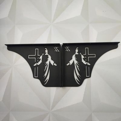 Mãos Francesas Pretas Decorativas 20cm Jesus Cristo Cruz em Aço Ornamentada