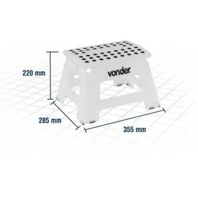 Banqueta Plástica Dobrável Multiuso Vonder 22cm Capacidade 150kg Com Alça Preto