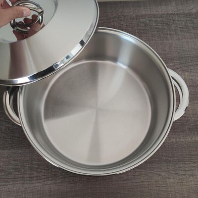 Panela de Fundo Triplo Caçarola Inox 7,1L Rasa com Tampa 28cm Tramontina Solar Inox