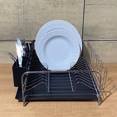 Escorredor De Louça Pratos Com Bandeja E Porta Talheres Pia Preto