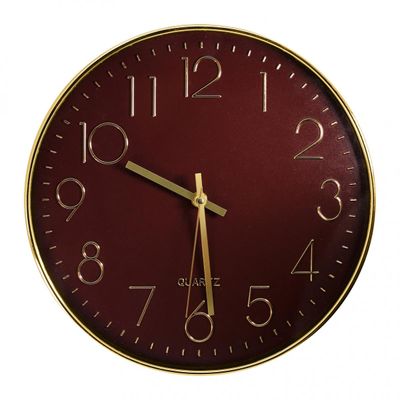 Relógio de Parede Yazi Cromado Requinte Dourado
