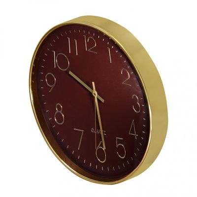 Relógio de Parede Yazi Cromado Requinte Dourado