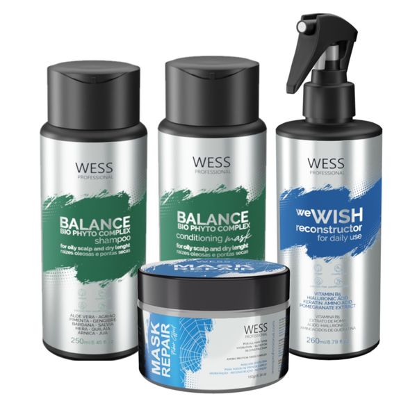 Kit Wess Balance SH + Cond 250ml + We Wish 260ml + Mask 180g