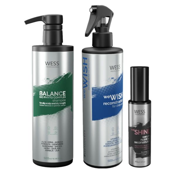 Kit Wess Balance Shampoo 500ml + WeWish 500ml + WeShine 45ml