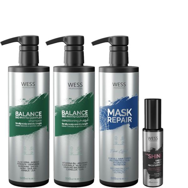 Kit Wess Balance SH 500ml+Cond 500ml+Mask 500ml+WeShine 45ml