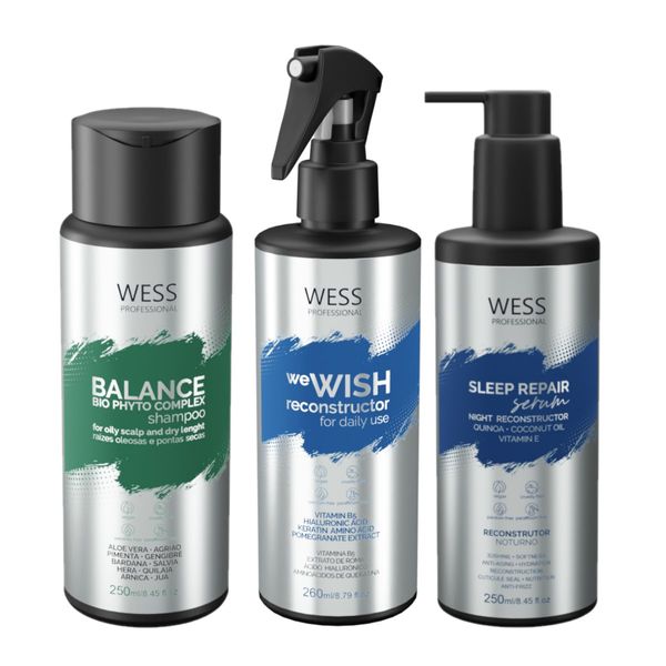 Kit Wess Balance Shampoo 250ml + We Wish 260ml + Sleep 250ml