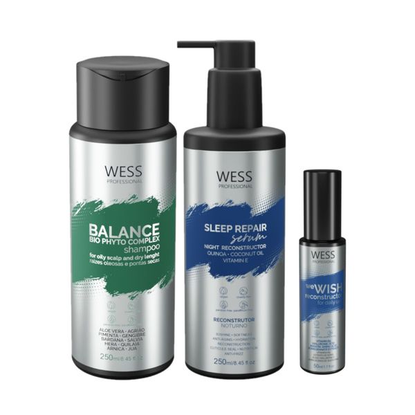 Kit Wess Balance Shampoo 250ml + Sleep 250ml + We Wish 50ml