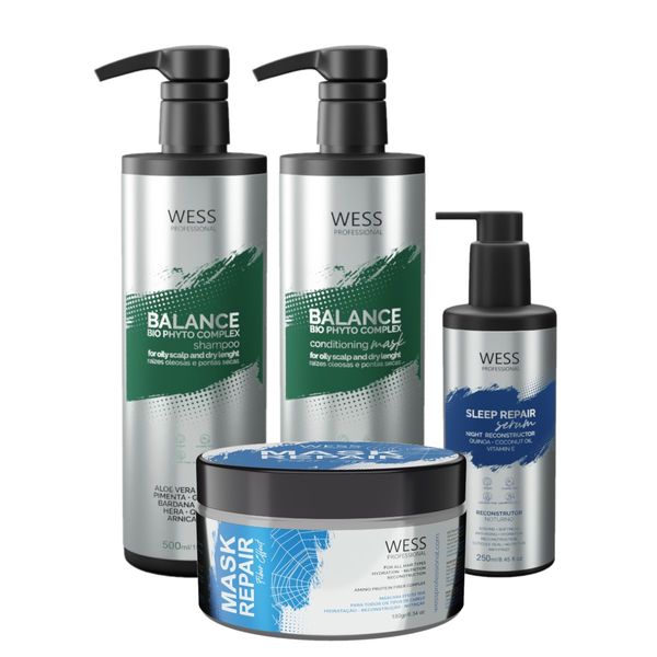 Kit Wess Balance SH + Cond 500ml + Mask 180g + Sleep 250ml