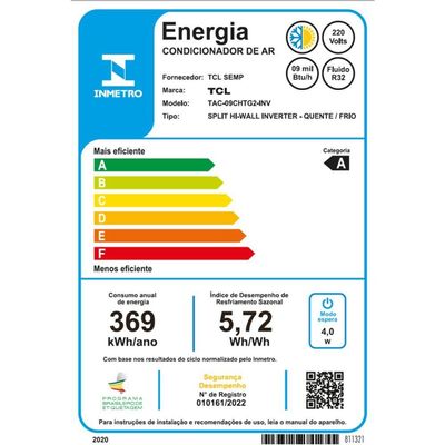 Ar Condicionado Split Hi Wall TCL T-Pro 2.0 Inverter 9.000 BTUs Quente e Frio 220V R-32