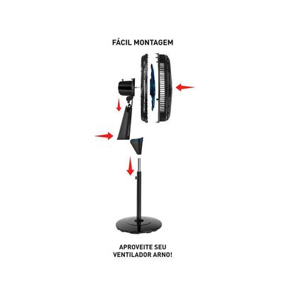 Ventilador De Coluna Arno 50cm VB52 X-treme Force Breeze Preto E Azul Escuro 127V