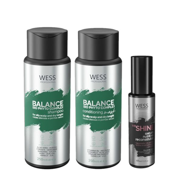 Kit Wess Balance Shampoo+Condicionador 250ml + We Shine 45ml