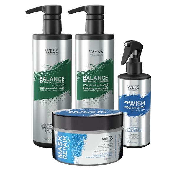 Kit Wess Balance SH + Cond 500ml + WeWish 260ml + Mask 180g