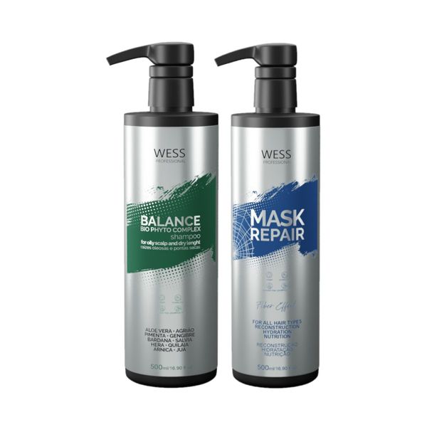 Kit Wess Balance Shampoo 500ml + Mask Repair 500ml