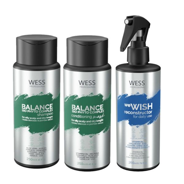 Kit Wess Balance Shampoo+Condicionador 250ml + WeWish 260ml