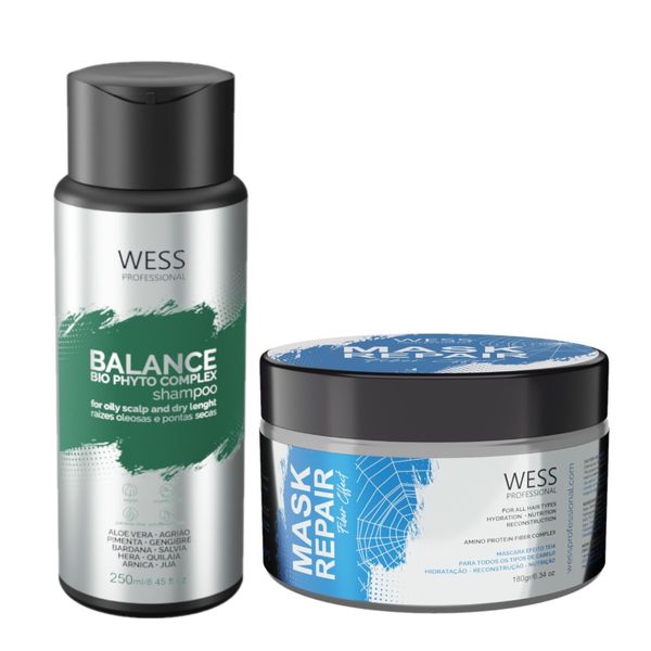 Kit Wess Balance Shampoo 250ml + Mask Repair 180g