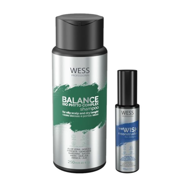 Kit Wess Balance Shampoo 250ml + We Wish Reconstrutor 50ml