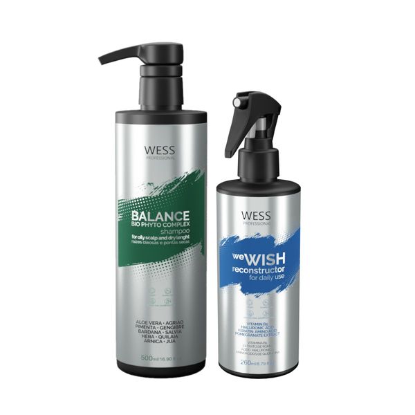 Kit Wess Balance Shampoo 500ml + We Wish Reconstrutor 260ml