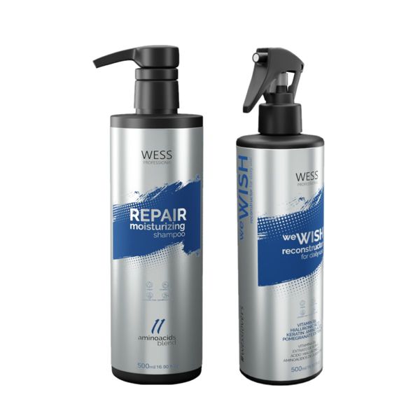 Kit Wess Repair Shampoo 500ml + We Wish Reconstrutor 500ml