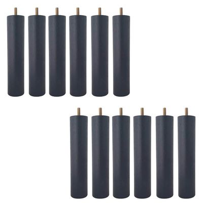 Conjunto 12 Pés de Cama 20cm Pés de Madeira Palito Box Baú Casal Preto