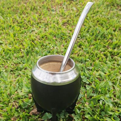 Bomba Para Tereré Chimarrão Lisa Aço Inox 19cm Bojo Mola Com Rosca