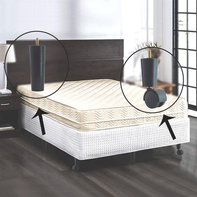 5 Pés Para Móveis Cama Box Casal Pé Palito 2 Rodízio Tabaco