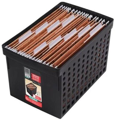 Kit 3 Caixas Plásticas para Arquivos Pastas Suspensas com Furação 42x27cm Office Line Ordene