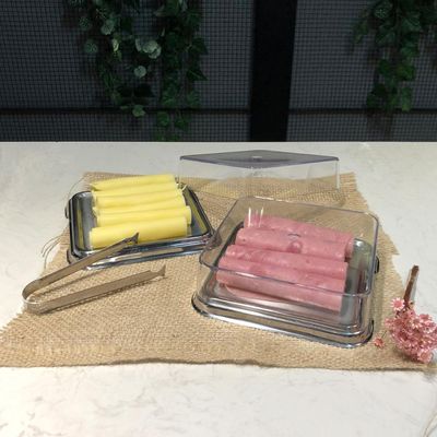 Porta Frios Inox Empilháveis Pegador de Fatiados Quadrado Pote Queijo e Presunto
