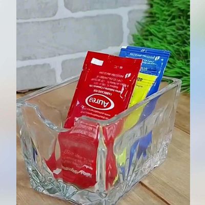 Kit 6 Porta Sachês de Vidro Dublin Chá Açúcar Café Maionese Ketchup Lyor 8x5,5cm