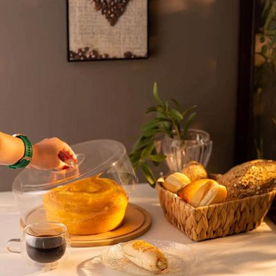 Kit Migalheira Queijeira Boleira para Mesa Posta de Café Bambu Acrílico Madeira com Tampa