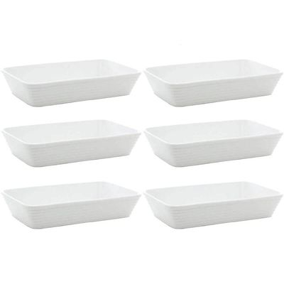 Conjunto 6 Travessas de Porcelana para Restaurante Buffet 1,2 litros Linea Lyor Branco