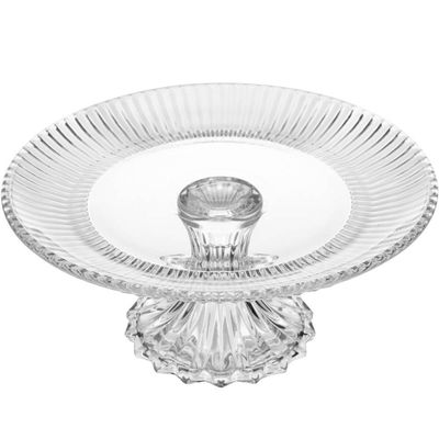 2 Pratos Porta Bolo Cristal com Pé 25cm Boleira Incolor Torta Docinhos Renaissance Lyor