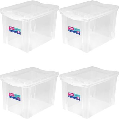 Kit 4 Caixas Organizadoras Plásticas 30L com Trava Ordene Incolor Multiuso