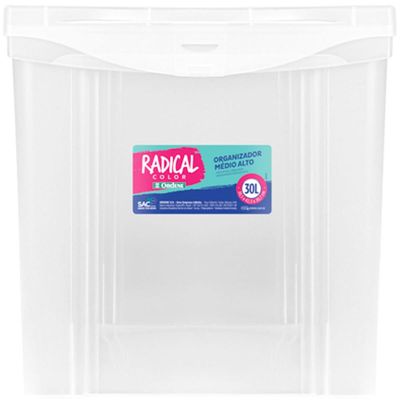 3 Caixas Organizadoras Ordene com Tampa Click 30L 42,5x30,5cm Incolor