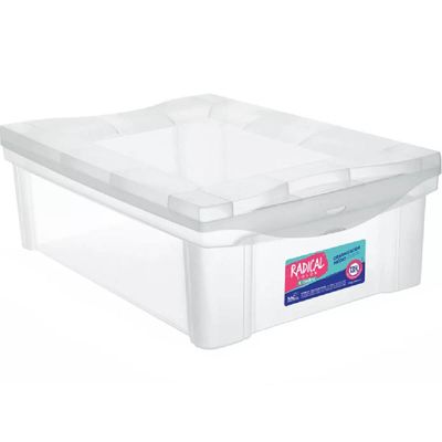 Kit 6 Caixas Organizadoras 13,5L Ordene Tampa Empilhável Closet Escritório Incolor