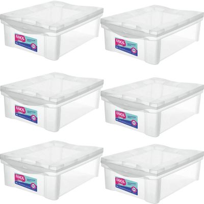 Kit 6 Caixas Organizadoras 13,5L Ordene Tampa Empilhável Closet Escritório Incolor