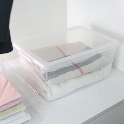 Kit 4 Caixas Organizadoras 15L de Plástico com Tampa My Closet Ordene Multiuso Retangulares Transparente